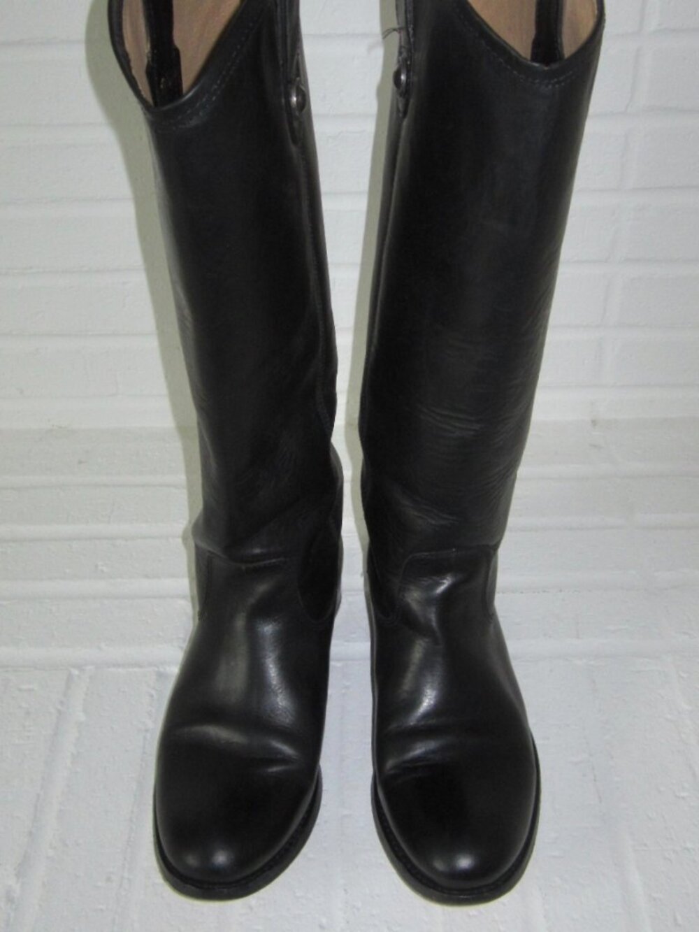 FRYE MELISSA Button Tall Boots Black Leather Women’s 6 1/2 M - Picture 2 of 16